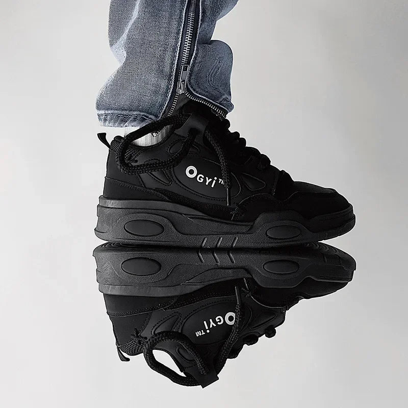 Platform Korean Sneakers for Men Running Shoes Walking Comfortable Male Casual Lace Up Vulcanized Shoes Chunky Sneakers 2025 New